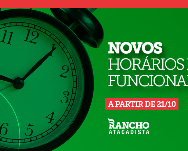 Novos horários de funcionamento