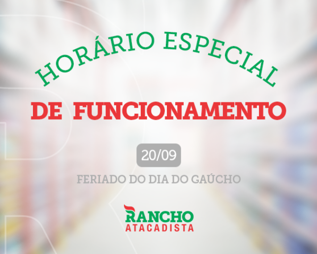 Horário especial de funcionamento