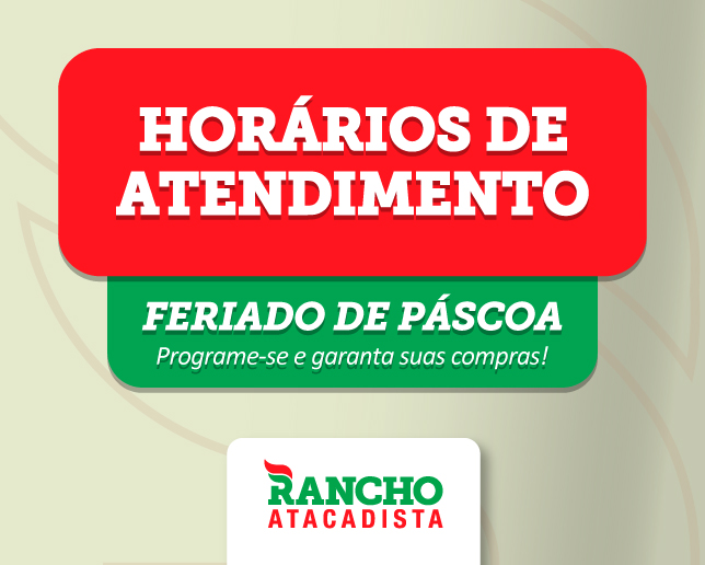 Confira os horários de funcionamento na Sexta-feira Santa e na Páscoa.